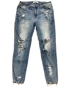 KanCan Light Blue Distressed Skinny Ankle Jeans